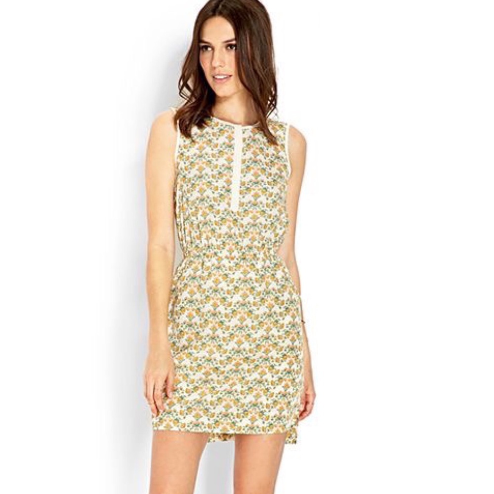 Yellow Floral Print Sun Dress